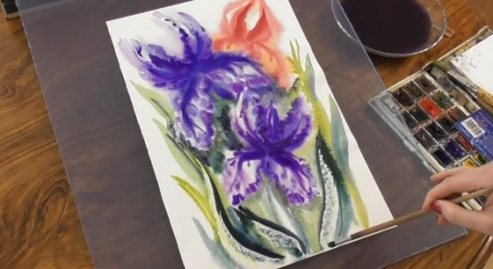 Рисуем букет цветов в технике «акварель по сырому» вместе со Школой творчества «ART онлайн»